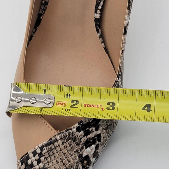 Bleecker & Bond Parker Tan Snakeskin Print Leather Pointy Toe Heeled Pumps 9M - Picture 7 of 9